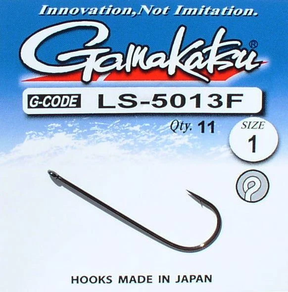 Gamakatsu Angelhaken 5013F, Größe 2/0 bis 10 Öhr-Haken, Tauwurm, Aal, Plattfisch