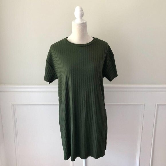 Forever 21 Green Ribbed T-Shirt Dress S | eBay