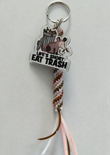 Possum Lifes Short Eat Trash Boondoggle Keychain Lanyard Zipper Pull Plastic Str
