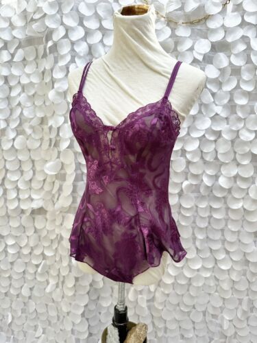 Victoria’s Secret VTG Plum Purple Satin Lace Tedd… - image 1