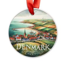 DENMARK Landscape, Danish Travel, Personalized Round Acrylic Ornament Gift