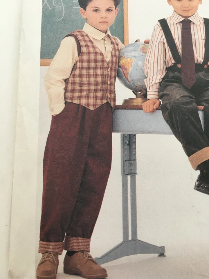 McCalls Sewing Pattern 8392 Boys Vest Shirt Pants Tie Church Outfit Uncut 2 3 4 - Image 3 of 4