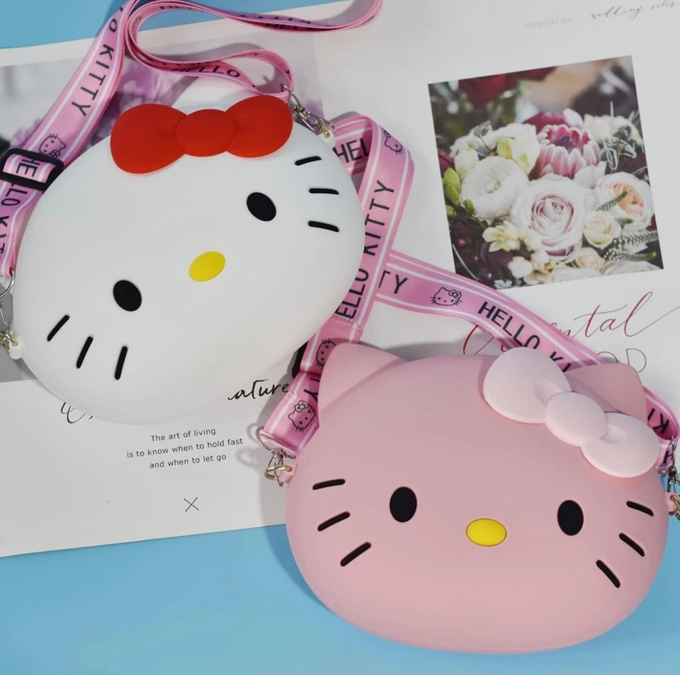 Bolsa Hello Kitty com alça de ombro ajustável, bolsa de mão com zíper bolsa gatinho fofa - Imagem 4 de 4