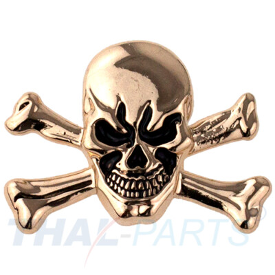 Concho #120 29mm x 40mm Metal Conchos Dekor Skull gekreuzte Knochen Gold