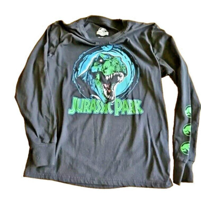 Universal Jurassic World Boys T-Shirt Sz MD / M / M Black Long Sleeve