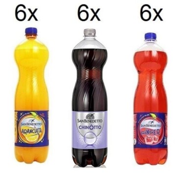 Testpaket San benedetto Aranciata-Ginger-Chinotto ( 18 x 1,5 Lt ) erfrischend 