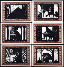 ROSSLA 1921  Kaiser Barbarossa  Complete Set 6x50 Pfennig Silhouette Notgeld