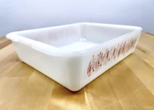 Vintage Proctor Silex Casserole Slow Cook Dish Wheat Pattern Milk Glass 10.5”x8”