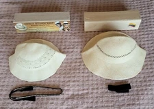 Montecristi Panama Hats (size: Small) (2) with Bolsa Wood Boxes (2)