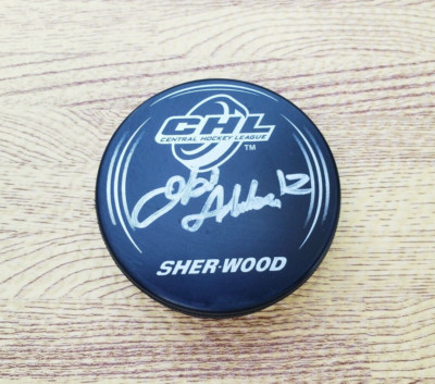   Quad City Mallards #12 Obi Aduba Autographed Hockey Puck CHL IHL Uzo Aduba