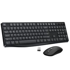 Wireless Keyboard and Mouse Combo 2.4G Full-Sized Ergonomic Keyboard Mouse 3 ...