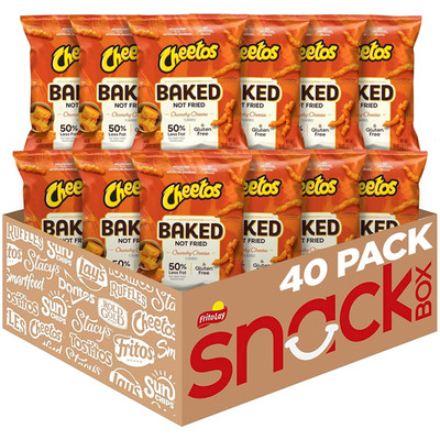 Baked Cheetos Crunchy Cheese Flavored Snacks, 0.875 Oz Bags, (40 Pack), 50% Less