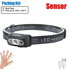 Lampe frontale LED HOMEFISH Rechargeable, Etanche, Capteur, Camping & Urgence