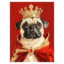 Regal Pug Portrait Poster Royal Pet Wall Art Living Room Decor