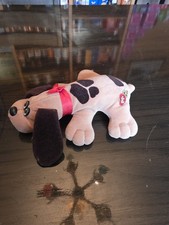 Vintage 1985 Tonka Pound PuppieBrown and Black Plush Dog with Red Bow Collar