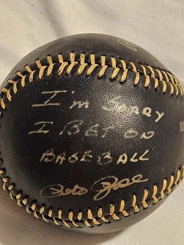 Pete Rose Gold Signed Baseball - Inscribed "I’m Sorry I Bet On Baseball" COA JSA