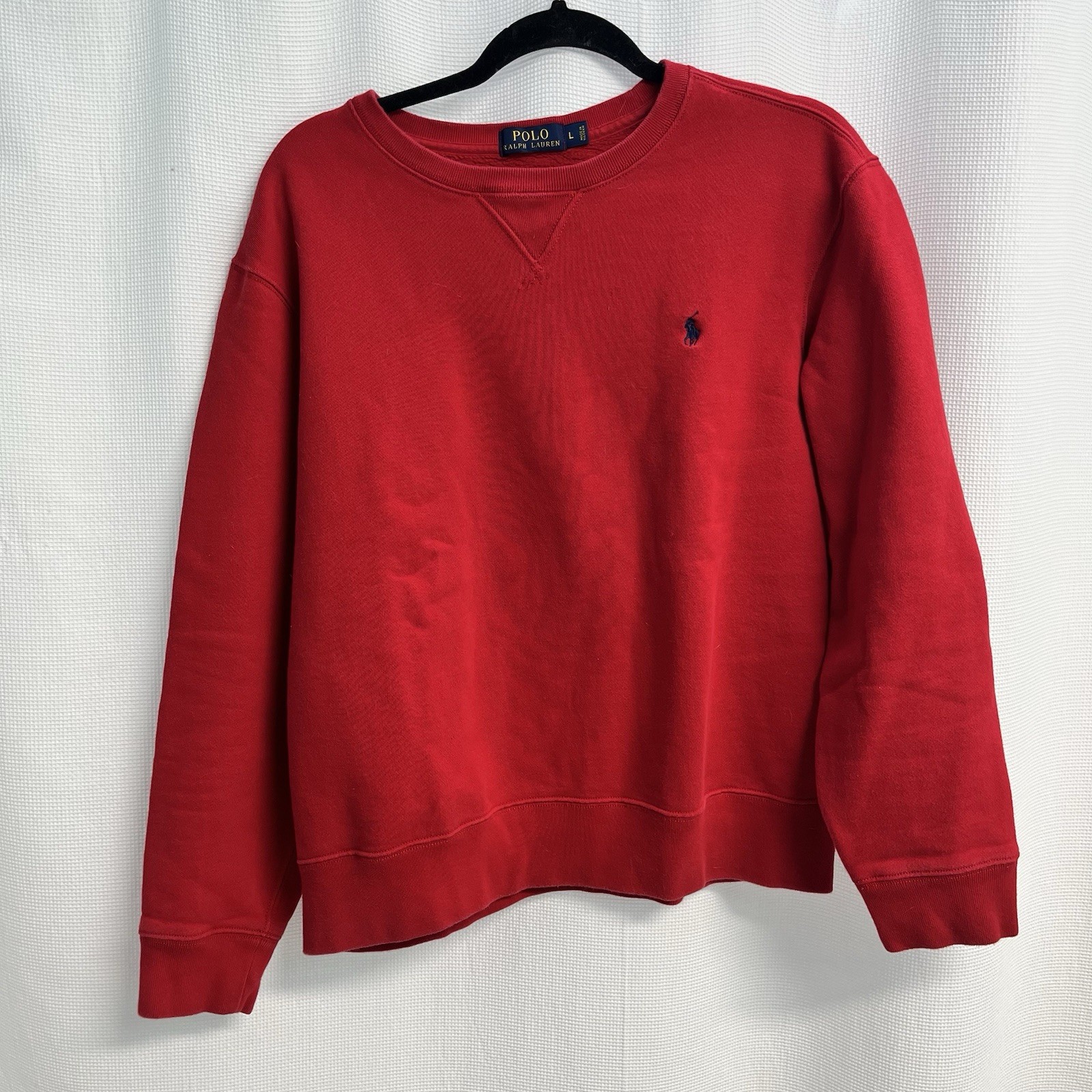 Polo Ralph Lauren Uomo Rossa Felpa Pesante Pony Preppy Prepster Large
