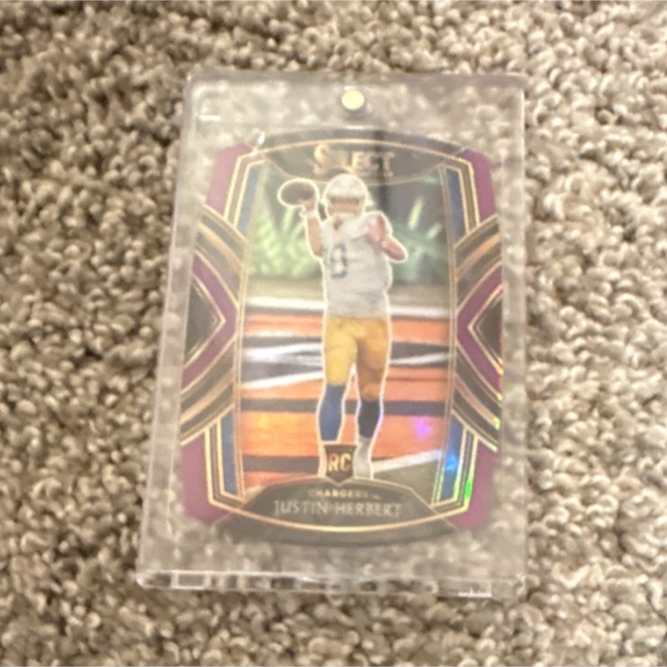 2020 Panini Select Justin Herbert Rookie Purple Prizm Die-Cut #244 Chargers