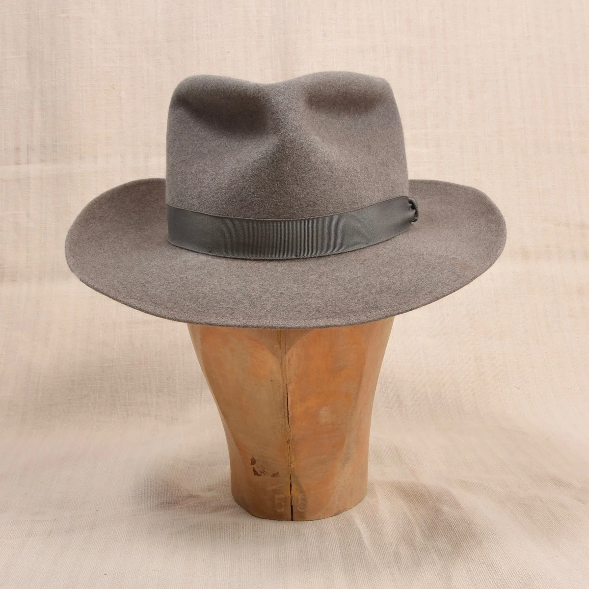 Sombrero Fedora BORSALINO Vintage Gris Qualità Extra Superiore Alessandria