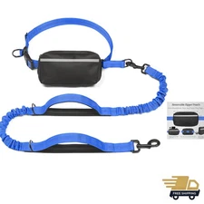 Hands Free Dog Leash with Zipper Pouch, Dual Padded Handles and Durable Bunge...