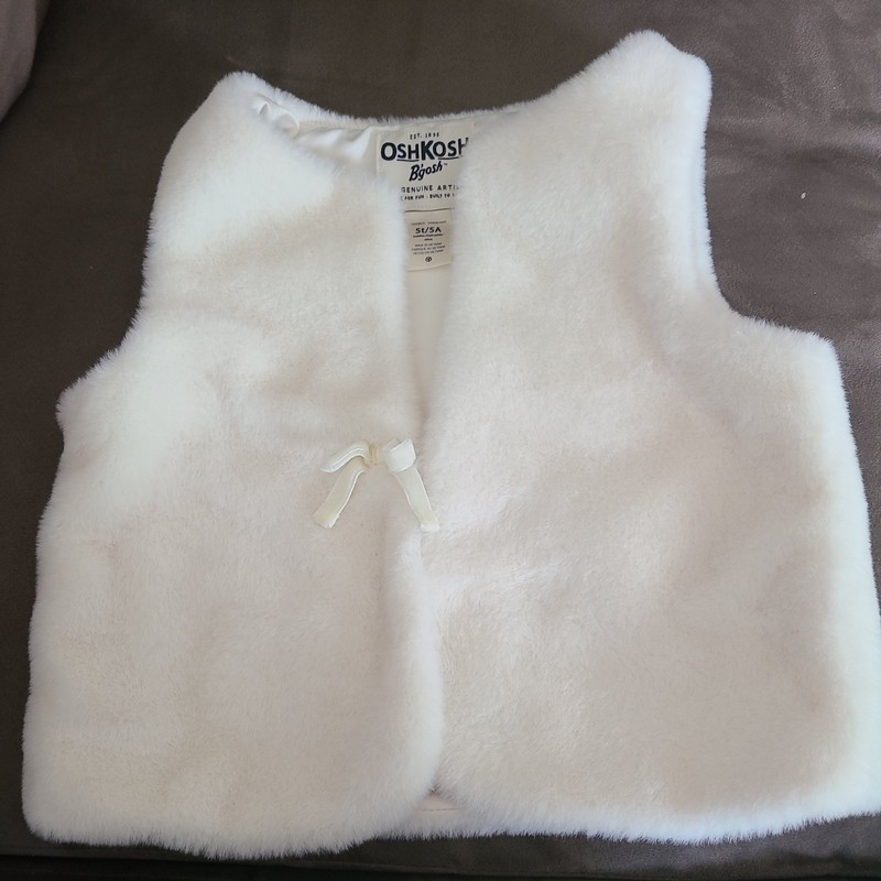 Osh Kosh B'gosh Girls Size 5T White Faux Fur Vest Lined