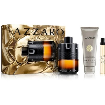 Azzaro The Most Wanted Parfum Set 3.4oz Parfum + .33oz MINI + 2.6oz Shampoo