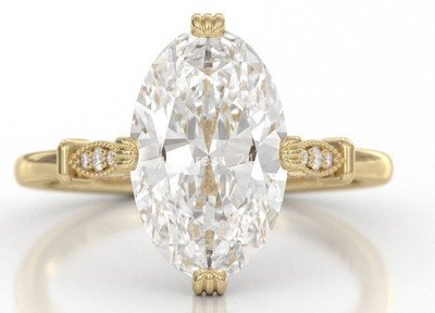 Thanks Giving Gift 3.10CT Oval Cut Lab Grown Diamond Hidden Halo Ring 14k Gold