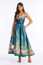 Amelia Halter Taffeta Maxi Dress-Fashion Nova|42951