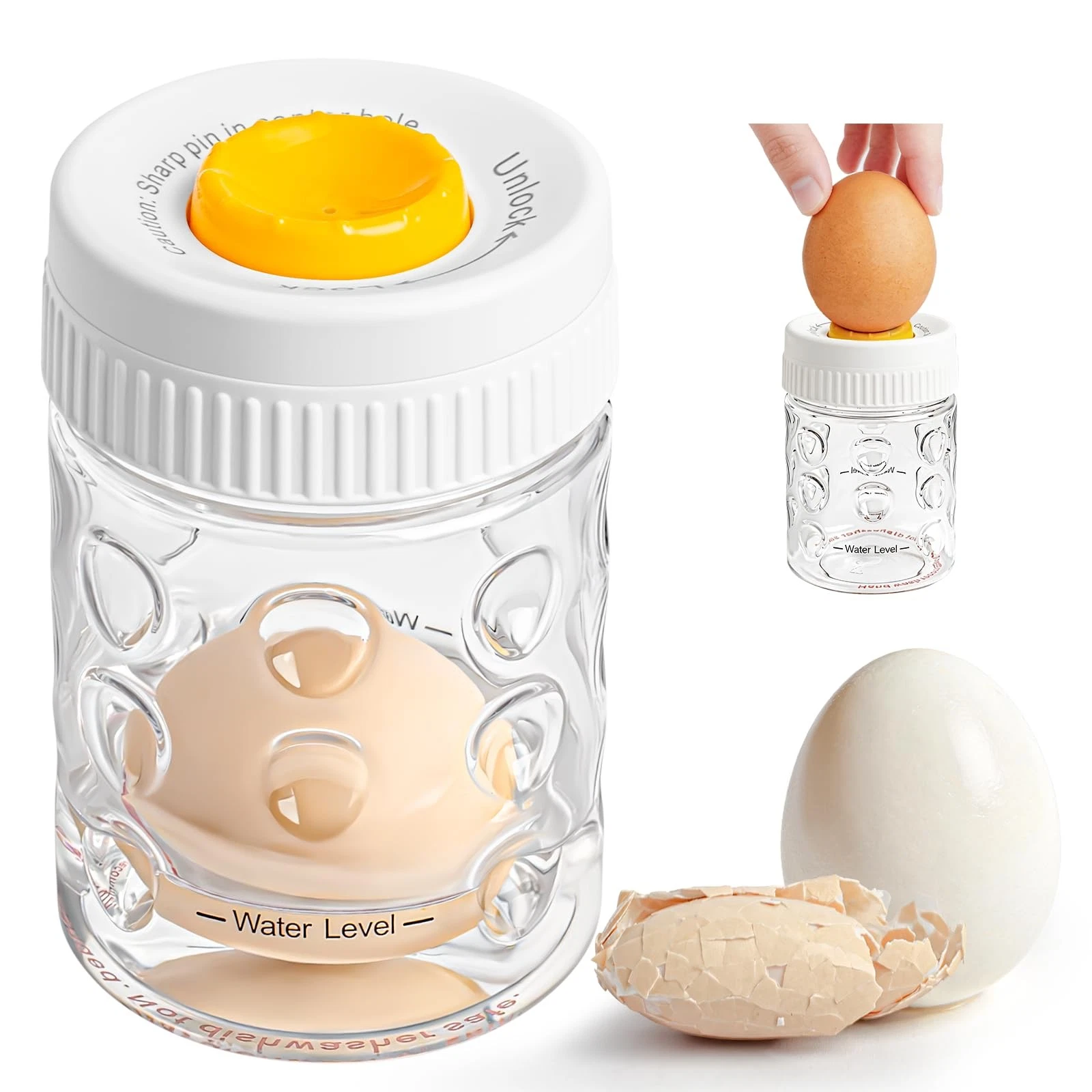 2 in 1 Egg Peeler with Piercer, Hard Boiled Egg Shell Tool with Rotary Lock &...