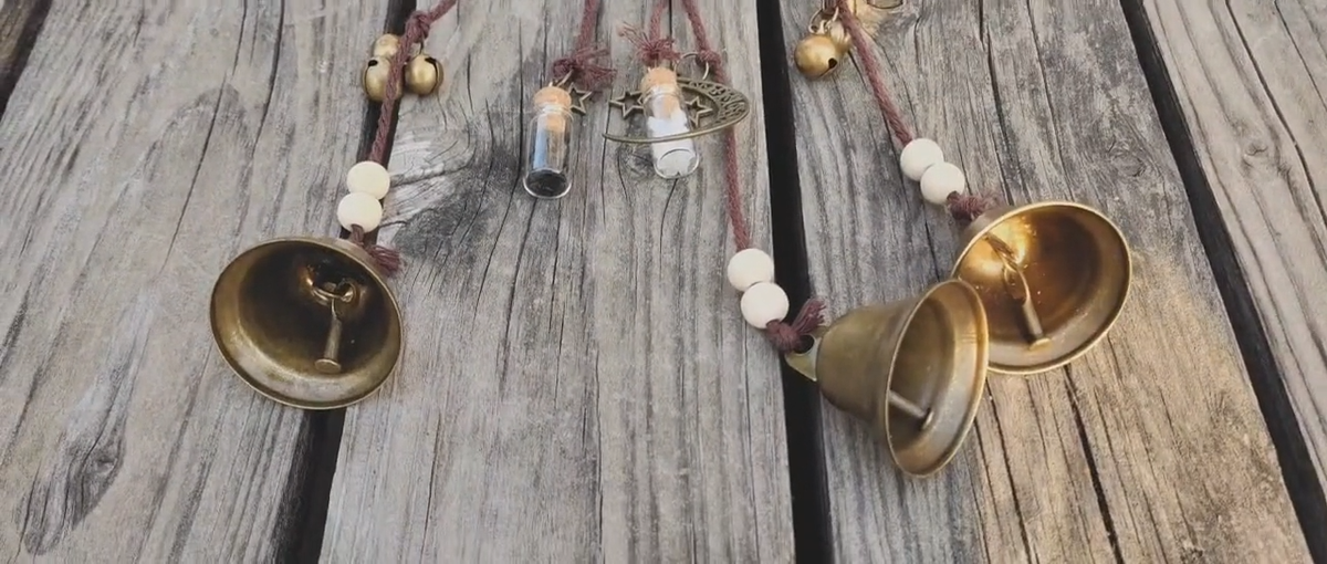 Doorknob Hanging Witch Bell Decoration Vintage Round Rattan