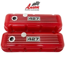 Big Block Chevy 427 RED Valve Covers, Classic Finned - Red - Ansen USA