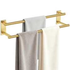 Double Towel Bar, 24 inch Gold Towel Rack for Bathroom, SUS304 Stainless Stee...
