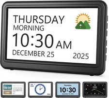 Clock with Day and Date for Elderly,7" Large Display Digital Calendar Clock