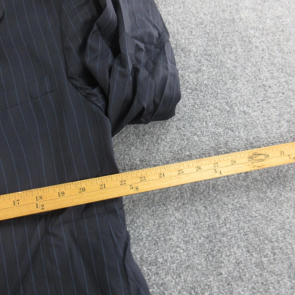 Canali Suit Mens 48L Navy Pinstripe 2 Piece 100% Wool Made In Italy Jacket Pants - Image 4 of 4