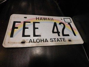 Hawaii HI Expired License Plate Tag # FEE 421
