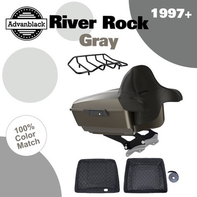 River Rock Gray King Tour Trunk Luggage For 97+ Harley Street Road King Electra