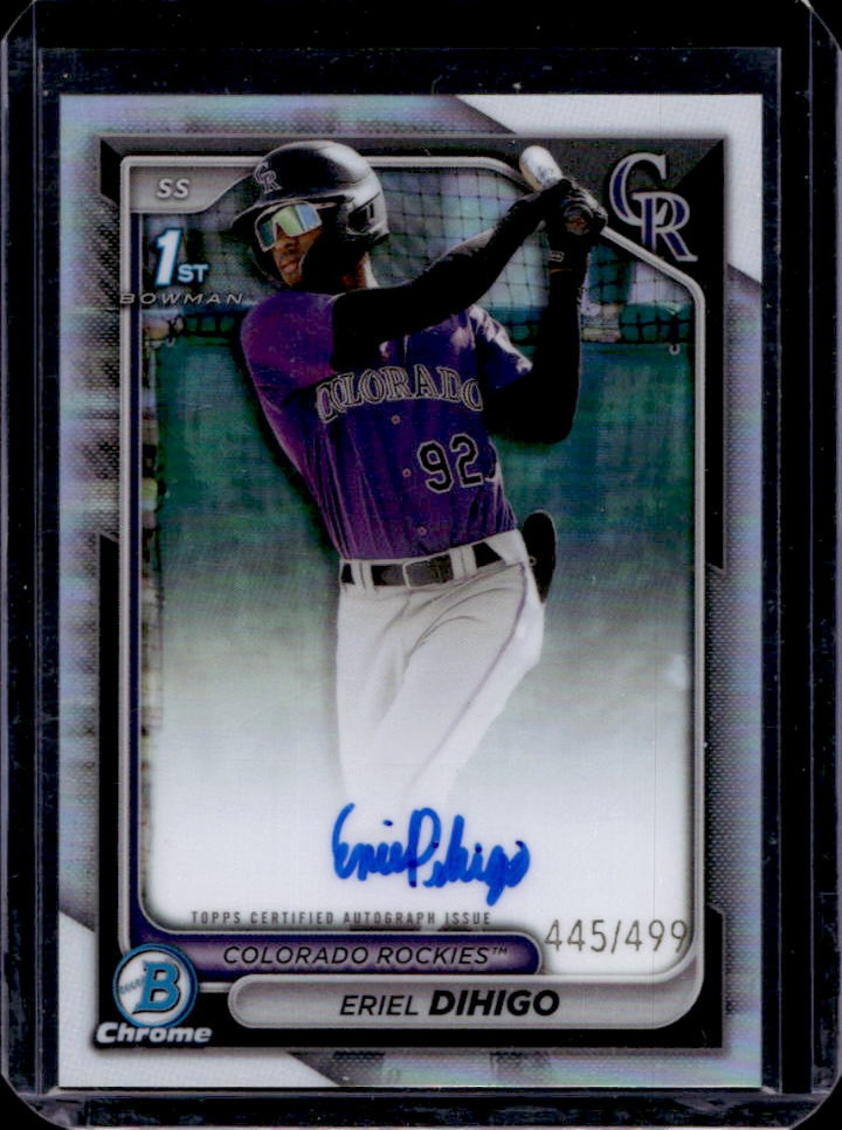 2024 Bowman Chrome Eriel Dihigo Auto Refractor 1st #445/499 Rockies