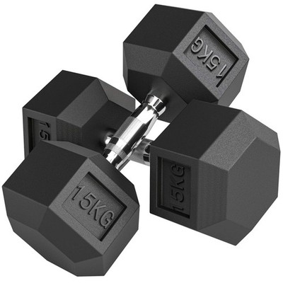 2x15KG Gummi Hex Hantel Tragbar Hand Gewichte Hantel Home Gym