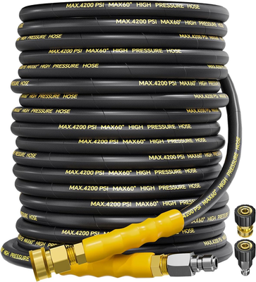 #ad 4200PSI Pressure Washer Hose 100FT with 3 8quot; Swivel Quick Connect for Cold Hot W $159.15