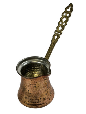 Vintage Hammered Copper Turkish Coffee Pot Cezve Brass Handle