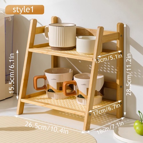 Bamboo Wood Coffee Mug Display Rack Cup Storage Rack Holder Shelf for Kitchen ☽ - Picture 18 of 21