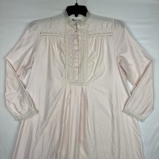 Vintage Christian Dior Nightgown Pink 3/4 Sleeve Lace Floor Length Granny Size S