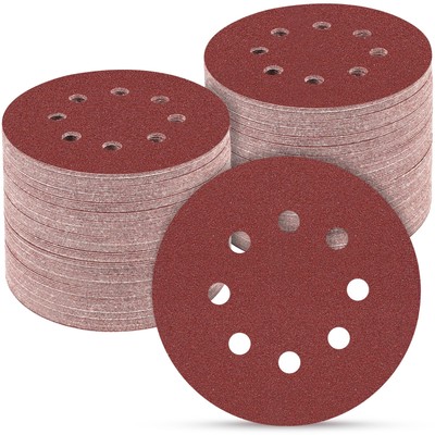 POTUINOM 165 PCS 5 Inch Sanding Discs,Round Hook and Loop Sandpaper for Rando...