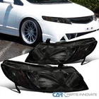 Fits 2006-2011 Honda Civic Sedan 4Dr Smoke Headlights Headlamps Assembly Pair