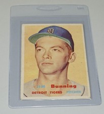 1957 TOPPS BASEBALL 338 JIM BUNNING ROOKIE DETROIT TIGERS NICE MCCANNENTERPRISES