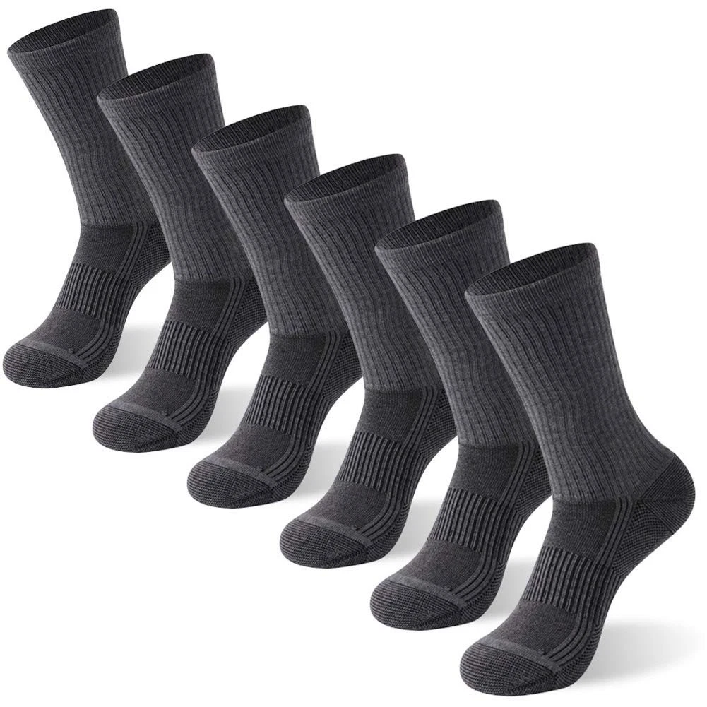 Copper Hiking Running SocksMid Calf Thick Cushioned Camping Trekking Arch Sup...