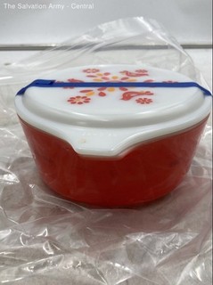 Vintage Pyrex Orange Friendship Ovenware Small Mixing Bowl With Lid