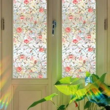 Window Privacy Film, 3D Decorative Stained Glass Window Clings, Rainbow Rose ...