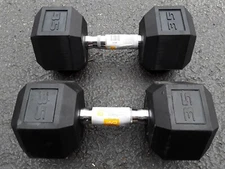 CAP Weider 35 lb Rubber Coated Steel Hex Dumbbells Barbells 70 lbs Set Home Gym