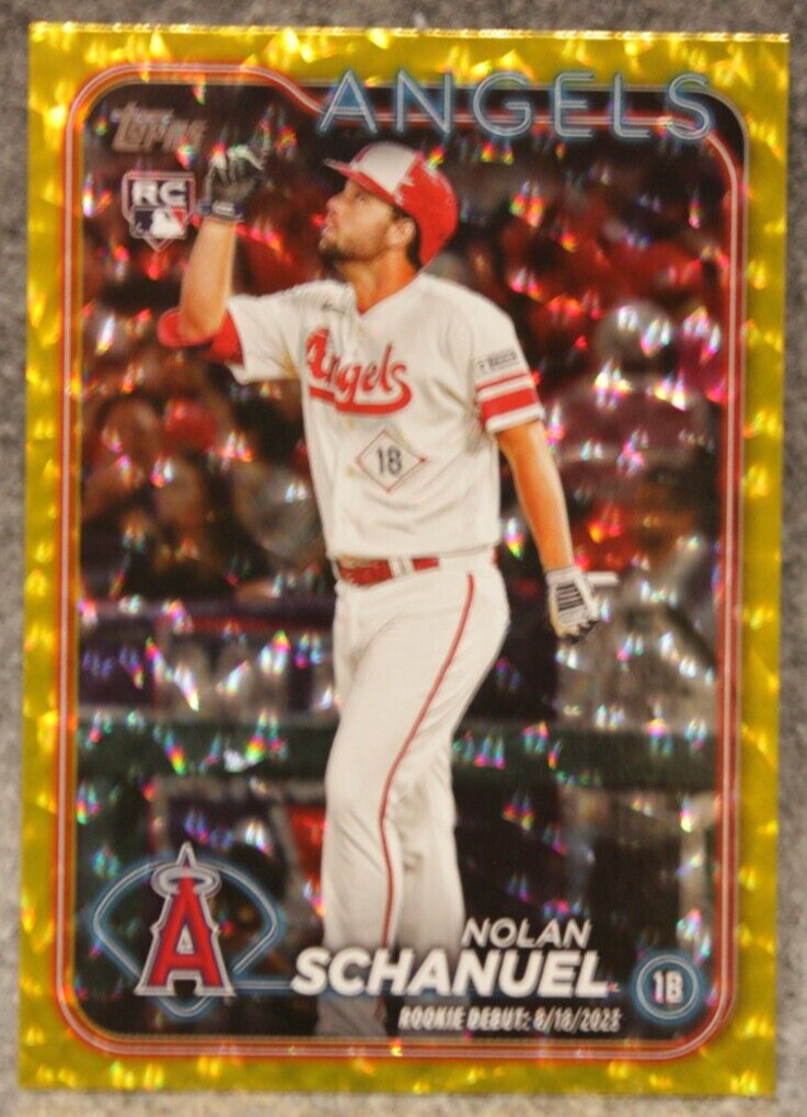 2024 Topps Update Nolan Schanuel RC #US193 Yellow Crackle Parallel 39/50 Angels